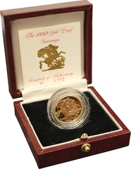 1992 Proof Gold Sovereign Boxed