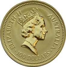 1989 Australian Kangaroo Gold Nugget Coin 1oz