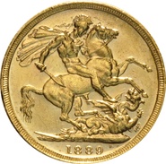 1889 Gold Sovereign - Victoria Jubilee Head - M