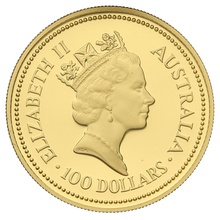 1989 Proof Australian Kangaroo Gold Nugget Coin 1oz