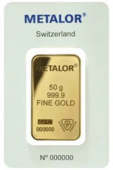 50g Gold Bar Metalor