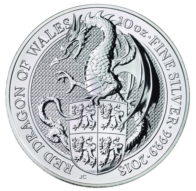 2018 10oz Red Dragon of Wales Silver Coin Queen's Beasts