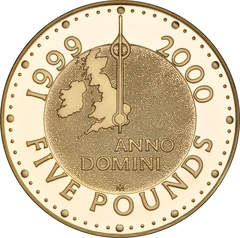 1999 2000 Proof Gold £5 Crown Coin Millennium