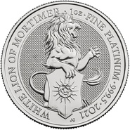 2021 1oz White Lion of Mortimer Platinum Coin Queen's Beasts