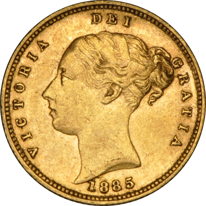 1885 Gold Half Sovereign Queen Victoria Young Head Shield Back NGC AU53