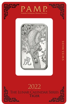 1oz Platinum Bar 2022 Year of the Tiger PAMP Minted