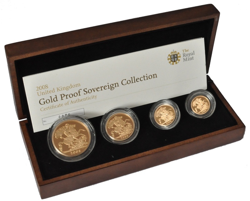 2008 Proof Gold Sovereign 4 Coin Set Boxed