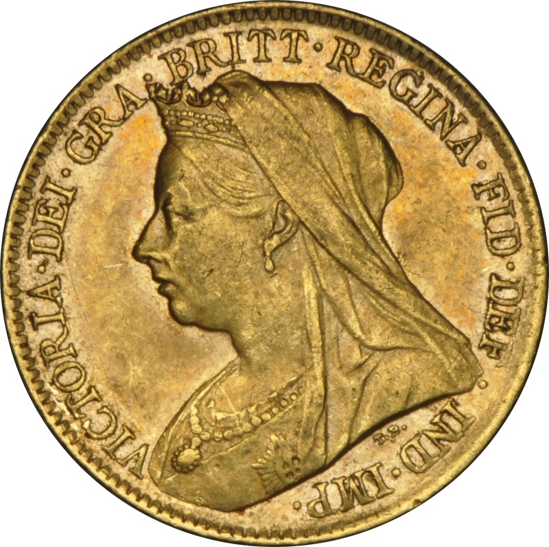 1896 Gold Half Sovereign Queen Victoria Veiled Head NGC AU53