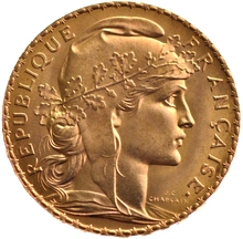 French 20 Francs Gold Coin Marianne Rooster