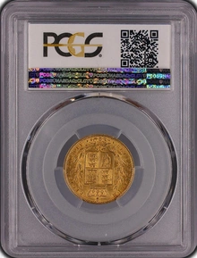 1869 Gold Sovereign Coin Queen Victoria Young Head Shield Back PCGS AU53