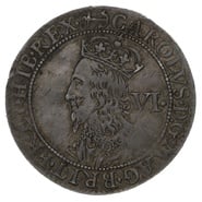 1638-1639 Silver Sixpence Coin Charles I Anchor