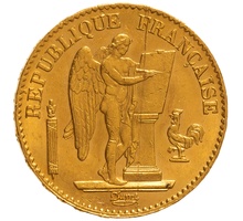 1875 French 20 Francs Gold Coin Guardian Angel A
