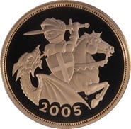 2005 Proof Gold Sovereign Coin Elizabeth II Fourth Head