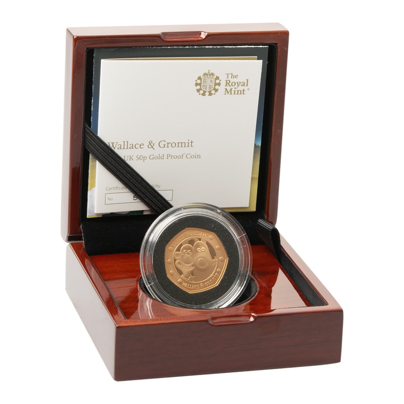 2019 Wallace and Gromit Fifty Pence 50p Proof Gold Coin Boxed