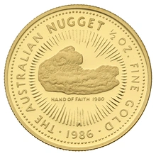 1986 Proof 1/2oz Australian Kangaroo Gold Nugget Coin