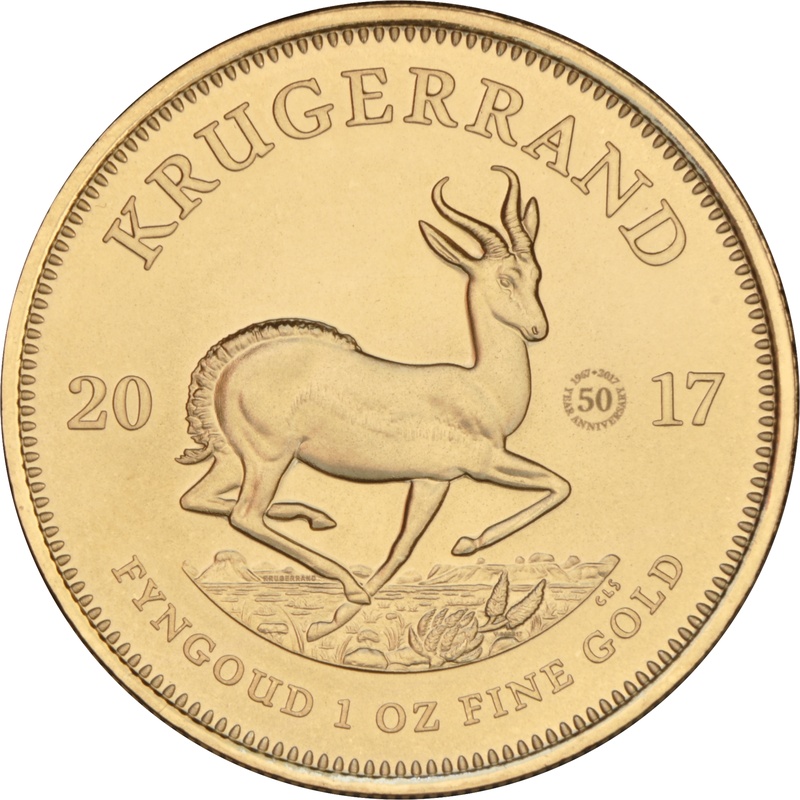 2017 Krugerrand Gold Coin 1oz 50th Anniversary PCGS MS69