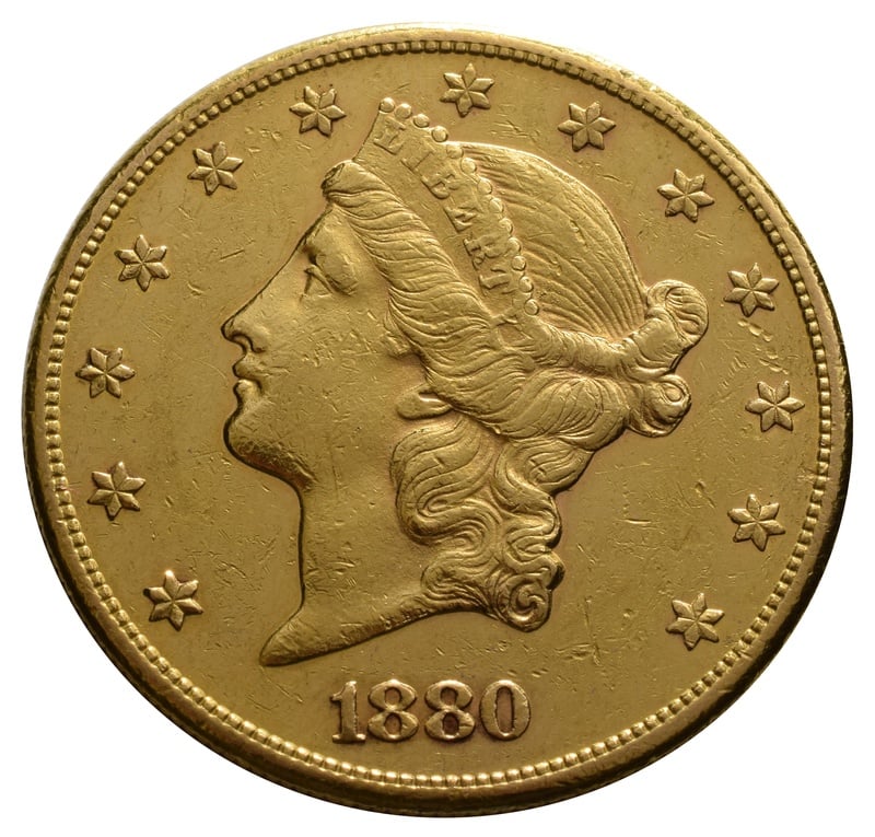 1880 $20 Gold Coin Double Eagle Liberty Head San Francisco