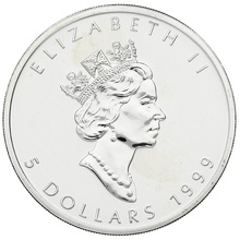 1999 Canadian Silver Maple Leaf Coin 1oz