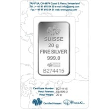 20g Silver Bar PAMP Lady Fortuna Minted