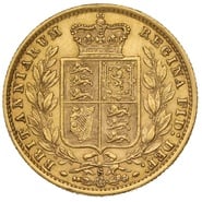 1877 Gold Sovereign Coin Queen Victoria Young Head Shield Back Sydney