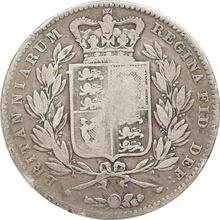 1845 Silver Crown Coin Victoria Young Head Fine