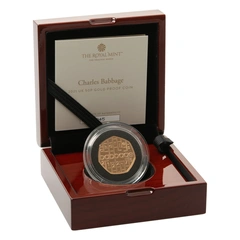 2021 Proof 50p Gold Coin Charles Babbage Innovation in Science Boxed