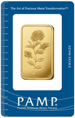 1oz Gold Bar PAMP Rosa Minted
