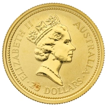 1990 1/4oz Australian Kangaroo Gold Nugget Coin