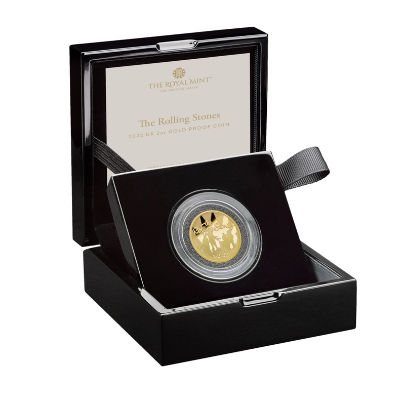 2022 Proof 2oz The Rolling Stones Gold Coin Music Legends Boxed