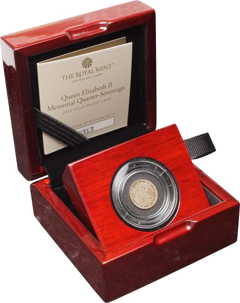 Queen Elizabeth II Memorial Quarter Sovereign 2022 Gold Proof Coin Boxed