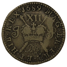 1689 December Irish James II Gunmoney Shilling