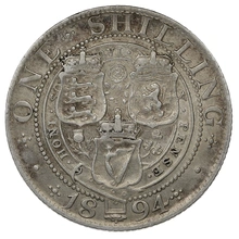 1894 Silver Shilling Coin Queen Victoria
