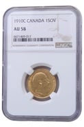 1910 Gold Sovereign Coin Edward VII Canada NGC AU58