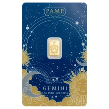 0.5g Gold Bar PAMP Zodiac Gemini Minted