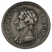 1665 Silver Shilling Coin Charles II Pattern Rare