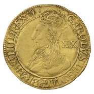 1632-1633 Gold Unite Coin Charles I mm Harp