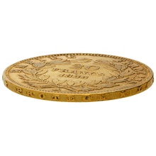1855 French 20 Francs Gold Coin Napoleon III Bare Head A greyhound