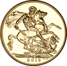 2013 Gold Sovereign Coin Elizabeth II Fourth Head India