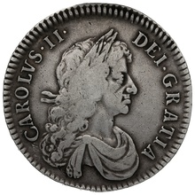 1672 Silver Half Crown Coin Charles II Milled