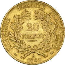 1849 French 20 Francs Gold Coin Ceres A NGC AU53