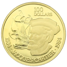 Canadian 1984 $100 1/2oz Proof Gold Coin Jaques Cartier Boxed