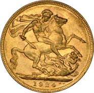 1924 Gold Sovereign Coin George V Perth NGC AU58