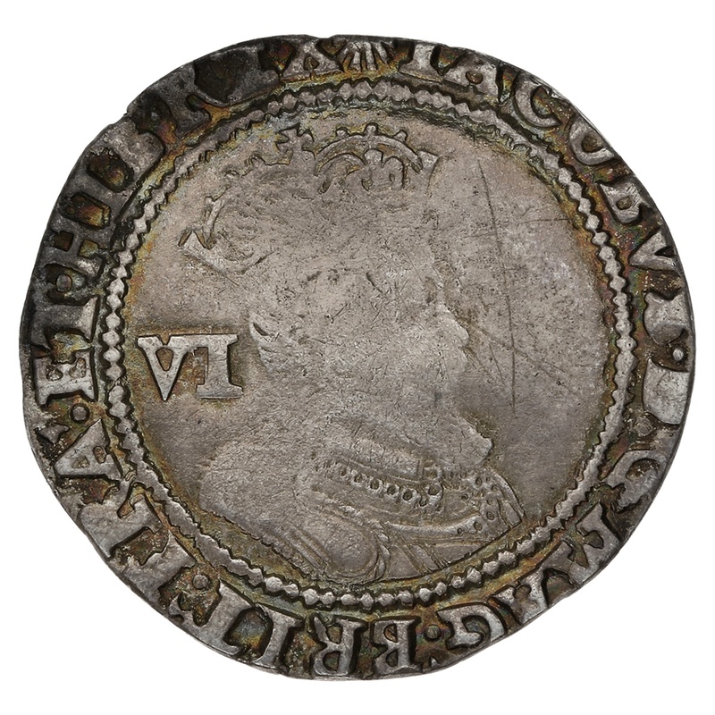 1606 James 1 Silver Sixpence mm escallop
