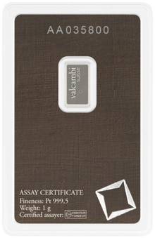 1g Platinum Bar Valcambi Minted