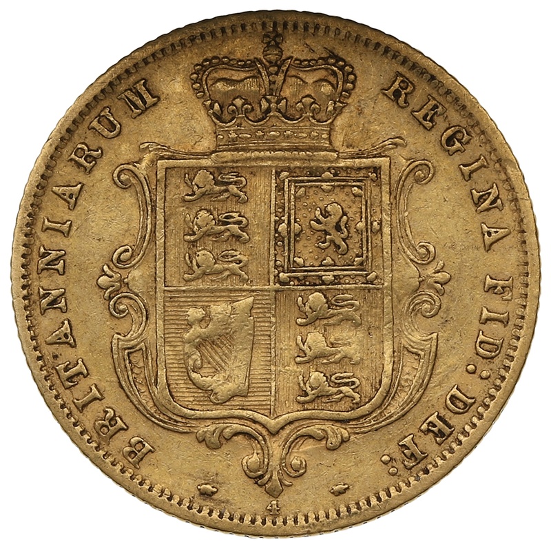 1874 Gold Half Sovereign Queen Victoria Young Head Shield Back