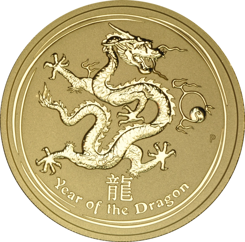2012 Year of the Dragon Gold Coin 2oz Perth Mint Australian Lunar Series