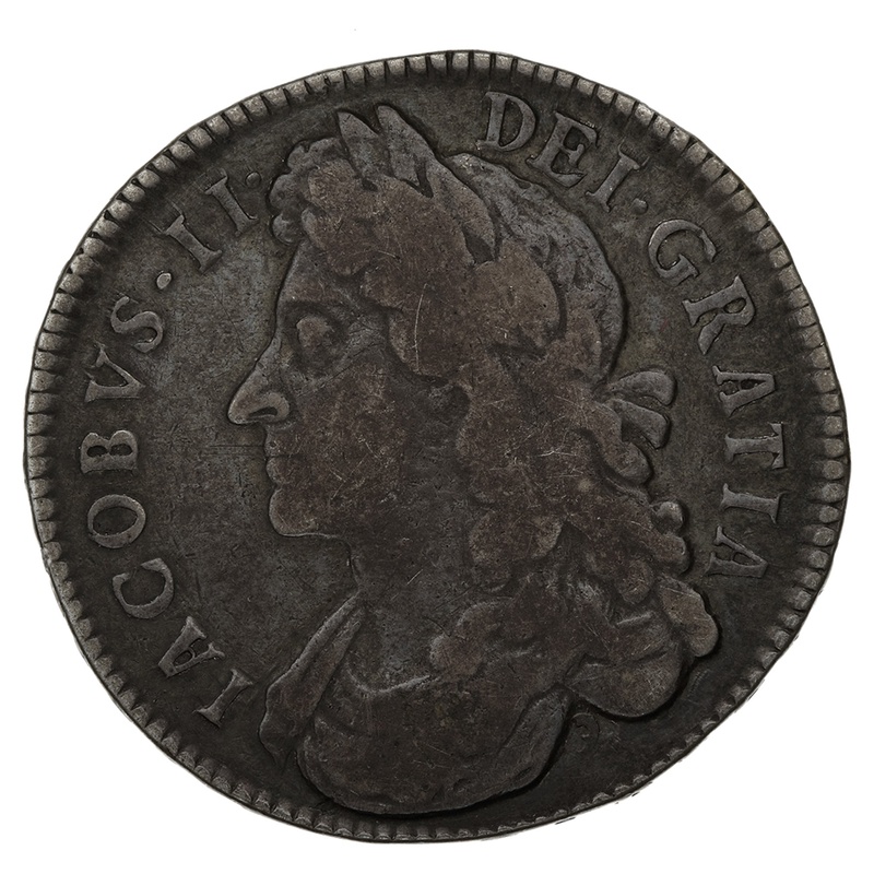 1687 Silver Half Crown Coin James II TERTIO