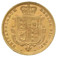 1885 Gold Half Sovereign Queen Victoria Young Head Shield Back
