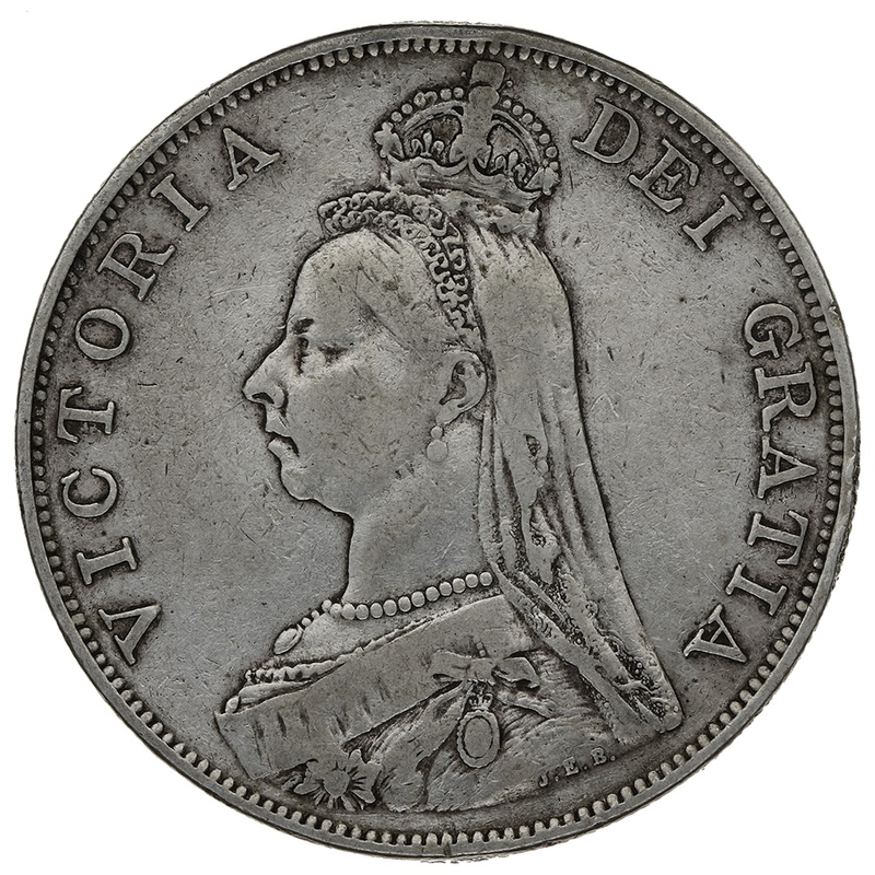 1890 Double Florin Silver Coin Queen Victoria Fine