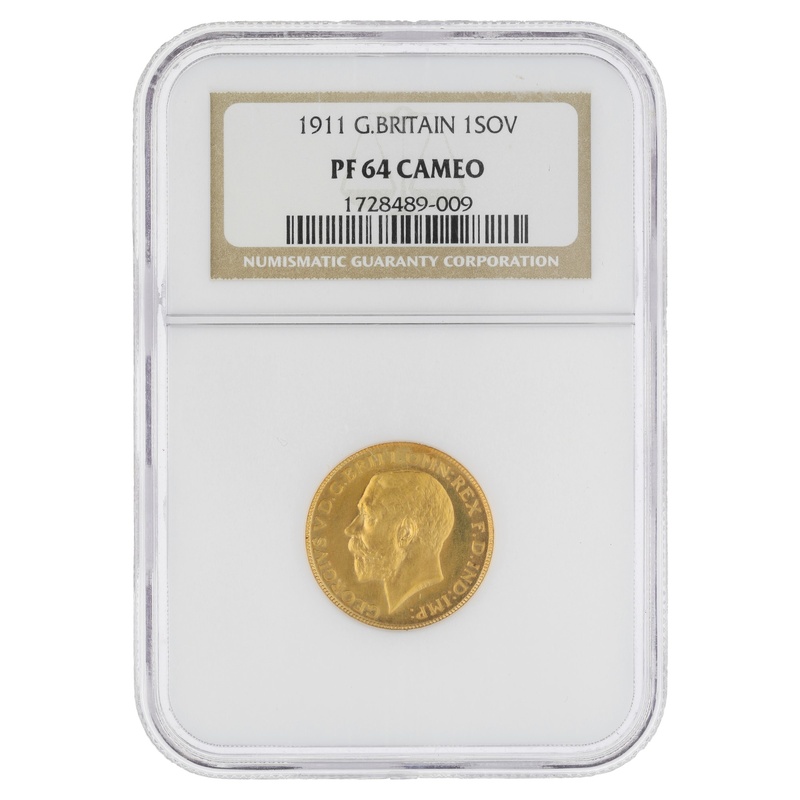 1911 Proof Gold Sovereign Coin NGC PF64
